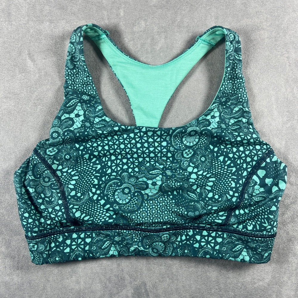 Lululemon Run With The Sun Bali‎ Breeze Sports Bra Women's Size 8 Green